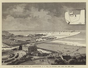 Nowy port głębinowy w Boulogne-sur-Mer bez zmian, widok z lotu ptaka ze wschodniego klifu (rycina) autorstwa French School