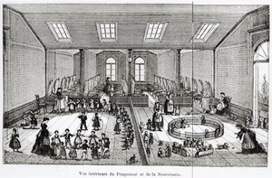 Przedszkole w familisterium Guise, z Solutions Sociales Jean-Baptiste Andre Godin (1817-88), Paryż, 1871 autorstwa French School