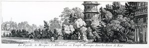 Pagoda, Meczet i Alhambra, czyli świątynia mauretańska w Kew, z Jardins Anglo-Chinois a la Mode, George Louis le Rouge, opublikowana w latach 1775-78 autorstwa French School
