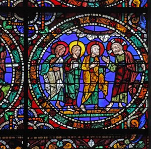 Okno Męki Pańskiej: Chrystus – zstępuje z góry Tabor (w51) autorstwa French School