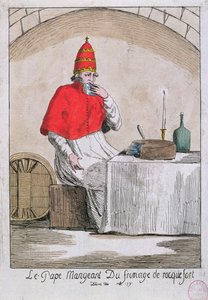 Papież jedzący ser Roquefort, 1791 autorstwa French School
