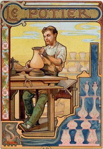 Garncarz, ilustracja z księgi o rzemiośle, ok.1899 autorstwa French School