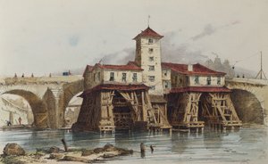 Pompa Pont Notre Dame, 1836 r autorstwa French School
