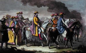 Regent Tybetu i jego zwolennicy (akwarela na papierze) autorstwa French School