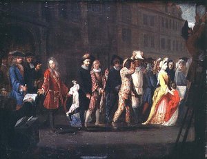 Powrót komedii po stłumieniu komedii włoskiej, 1697 autorstwa French School