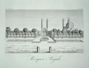 Meczet Królewski w Isfahanie, z „Podróży sir Johna Chardina w Persji”, L. Langles, wyd. w 1811 r. (grafika) autorstwa French School