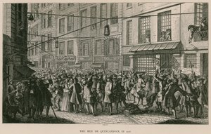 Rue de Quincampoix w 1718 r. autorstwa French School