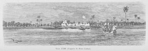 Rzeka Saint-Louis w 1720 roku, Senegal, ilustracja z „Le Senegal…” Louisa Leona Faidherbe autorstwa French School