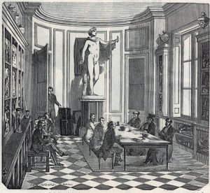 Szkoła Medyczna w Paryżu - egzamin w sali instrumentów - Grawerowanie w „Tableau-de-Paris” Edmonda Texiera 1852 autorstwa French School