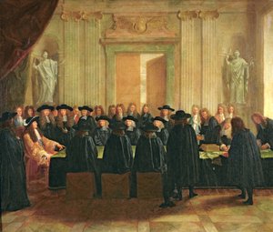 Pieczęć Ludwika XIV (1638-1715) przed członkami Rady Państwa i Sądu Apelacyjnego w latach 1672, 1672 autorstwa French School