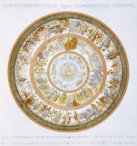 Tarcza Achillesa, według opisu w Iliadzie Homera, 1815 r. (rycina ręcznie kolorowana)