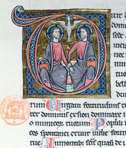 Trójca, iluminowany inicjał z Biblii łacińskiej autorstwa French School