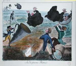 Niepożądane przyjęcie misjonarzy w Bretanii, grudzień 1819 (rycina) autorstwa French School