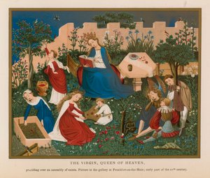 Dziewica, Królowa Niebios (chromolitho) autorstwa French School