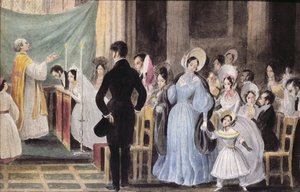 Ceremonia ślubna, ok. 1830 (wc na papierze) autorstwa French School
