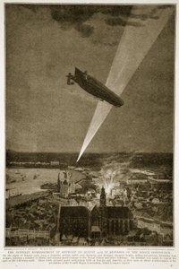 Bombardowanie Antwerpii przez Zeppelin w dniu 24 sierpnia 1914 r. wbrew konwencji haskiej w latach 1914-19 autorstwa French School