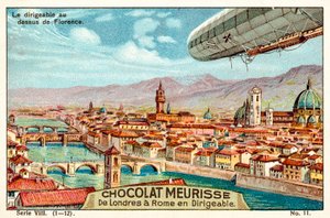 Sterowiec nad Florencją (chromolitho) autorstwa French School
