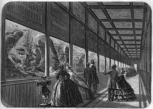 Akwarium ogrodu aklimatyzacyjnego w Paryżu w 1863 r. autorstwa French School