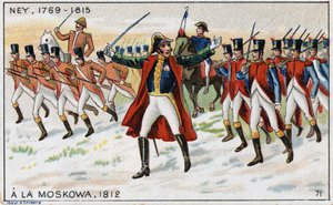Arme Napoleona i generała Michela Neya (1769-1815) (Marechal Ney) gotowi do zwycięstwa w bitwie pod Moskwą (również bitwa pod Borodino) w Rosji autorstwa French School