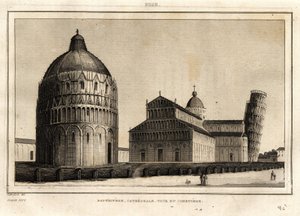 Baptysterium, katedra, wieża i cmentarz w Pizie autorstwa French School