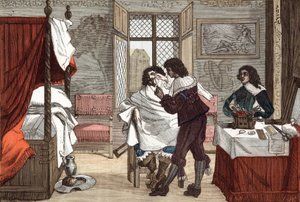 Cyrulik, Francja, rycina Abraham Bosse (1604-1676), ok. 1640, rycina z „Paris a travers les siecles” tom V autorstwa French School