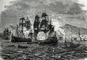 Bombardowanie Algieru w sierpniu 1682 r. przez Abrahama Duquesne - (rycina) 1864 autorstwa French School