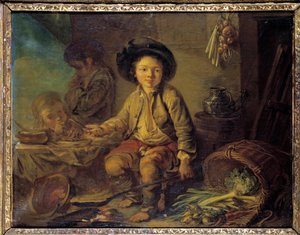 Śniadanie małego malarstwa sabaudzkiego Szkoły Francuskiej. Około 1750-1780. Ciemny. 0,59x0,73m. autorstwa French School