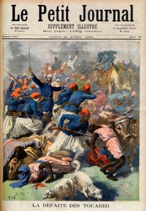 Klęska Tuaregów. Francuskie wojska kolonialne pod dowództwem podpułkownika Josepha Joffre (1852-1931) - Klęska Touarega. Ilustracja do Le Petit Journal, 30 kwietnia 1894 (grafika) autorstwa French School