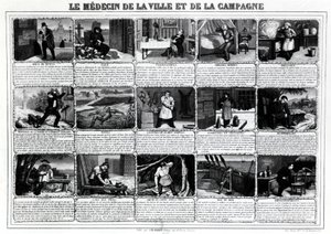 Lekarz miasta i wsi oraz ich różni pacjenci, opublikowane przez J.B. Gadolachez Cours de Brosses w Lyonie, koniec XIX. ¿ autorstwa French School