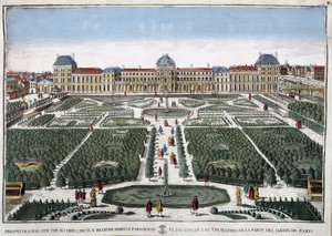 Ogrody i pałac Tuileries - grawer autorstwa French School