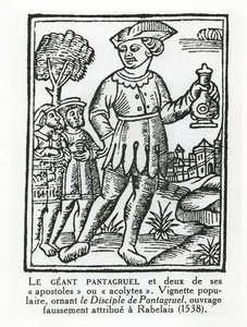 Olbrzym Pantagruel i dwóch jego apostołów z „Uczniostwa Pantagruela” autorstwa French School