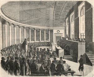 Wielki amfiteatr podczas konkursu na wydziale prawa w Paryżu - Grawerowanie w „Tableau-de-Paris” Edmonda Texiera 1852 autorstwa French School