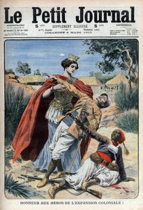 Bohaterom kolonializmu (w Afryce Północnej) uhonorowano alegoryczny rycina „Le Petit Journal”, 6 marca 1910 (rycina) autorstwa French School