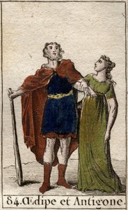Król Teb Edyp z córką Antygoną Z „Mythologie de la jeunesse” Pierre