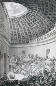 Sala wykładowa wzorowana na Panteonie w Rzymie z „Opisu Szkoły Chirurgii w Paryżu”, wydanej w 1780 r. (rycina) autorstwa French School