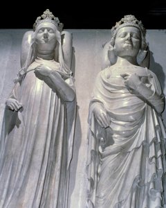 Marmurowe złoża królowej Joanny z Evreux (1307-1371) i króla Karola IV Le Bela (1294-1328). Jest to ten sam model co model Maubuissona, wykonany na zamówienie królowej przez Jeana de Liege (znany około 1357-1381). Bazylika św. Denisa, nekropolia królewska. autorstwa French School