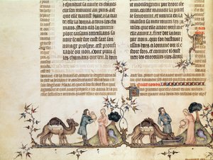 Spotkanie Eliezera i Rebeki przy studni, z Biblii Jana de Sy, ok. 1355