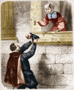 Tajemnicze miłości króla Henryka II (1519-1559) i Diany de Poitiers (1499-1566). Grawer w „Historii prostytucji i rozpusty wśród wszystkich narodów świata od starożytności do dnia dzisiejszego” autorstwa dr Th. -F. Debray. 1879. autorstwa French School