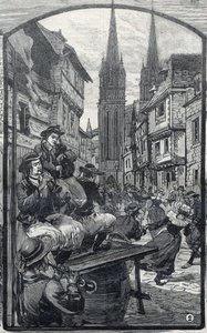 Gracze biniou w Quimper (Finistere, Bretania). w „Małym paryżanku”” autorstwa French School