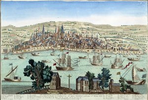 Port i miasto Bordeaux - grawer autorstwa French School