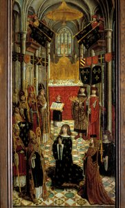 Sakracja Ludwika XII (1462-1515) w katedrze w Reims 27 maja 1498 Malarstwo na drewnie szkoły francuskiej z XVI wieku. 1501. wym. 1,95x0,5m. Paryż, Narodowe Muzeum Średniowiecza, Thermes de Cluny autorstwa French School
