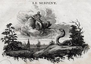 Wąż. Bajka o Esope. (Grecki pisarz Esopo lub Ecopus, VI wpne) Napisane przez Guillaume Montfort i Gravees przez Beauble w 1801 roku. autorstwa French School