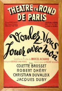 Przedstawienie teatralne „” Chcesz pobawić się z moâ? „” Marcela Acharda w teatrze w kręgach Paryża. autorstwa French School
