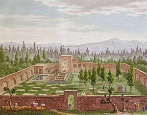 Grób wielkiego perskiego poety Hafiza Shiraziego (ok. 1325-c. 1388) w Sziraz autorstwa French School