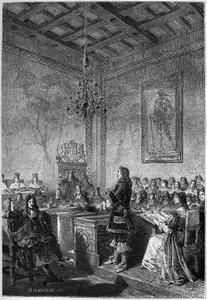 Proces Lorda Williama Russella (1639-1683) - grawerowanie z „Historii Anglii, od najdawniejszych czasów” Francois Guizot 1877 autorstwa French School
