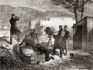 Wykorzystanie fotografii przez armię francuską w XIX wieku z Les Merveilles de la Science, wydanej ok. 1870 r. autorstwa French School