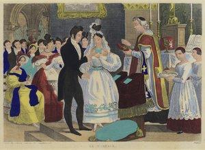 Ślub (kolorowa litografia) autorstwa French School