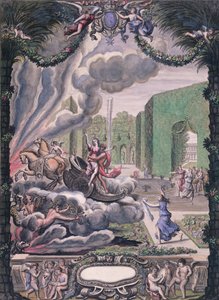 Scena teatralna, koniec XVII w. (pióro i atrament i toaleta na papierze) autorstwa French School
