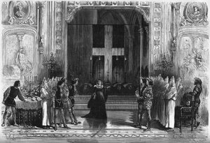 Przedstawienie teatralne: scena trumien w „Lucrece Borgia” Victora Hugo (1802-1885). Paryż, Teatr de la Porte Saint Martin autorstwa French School