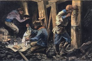 Trzech górników pochowanych żywcem w Ameryce, w gazecie „Le Petit Parisien”” autorstwa French School